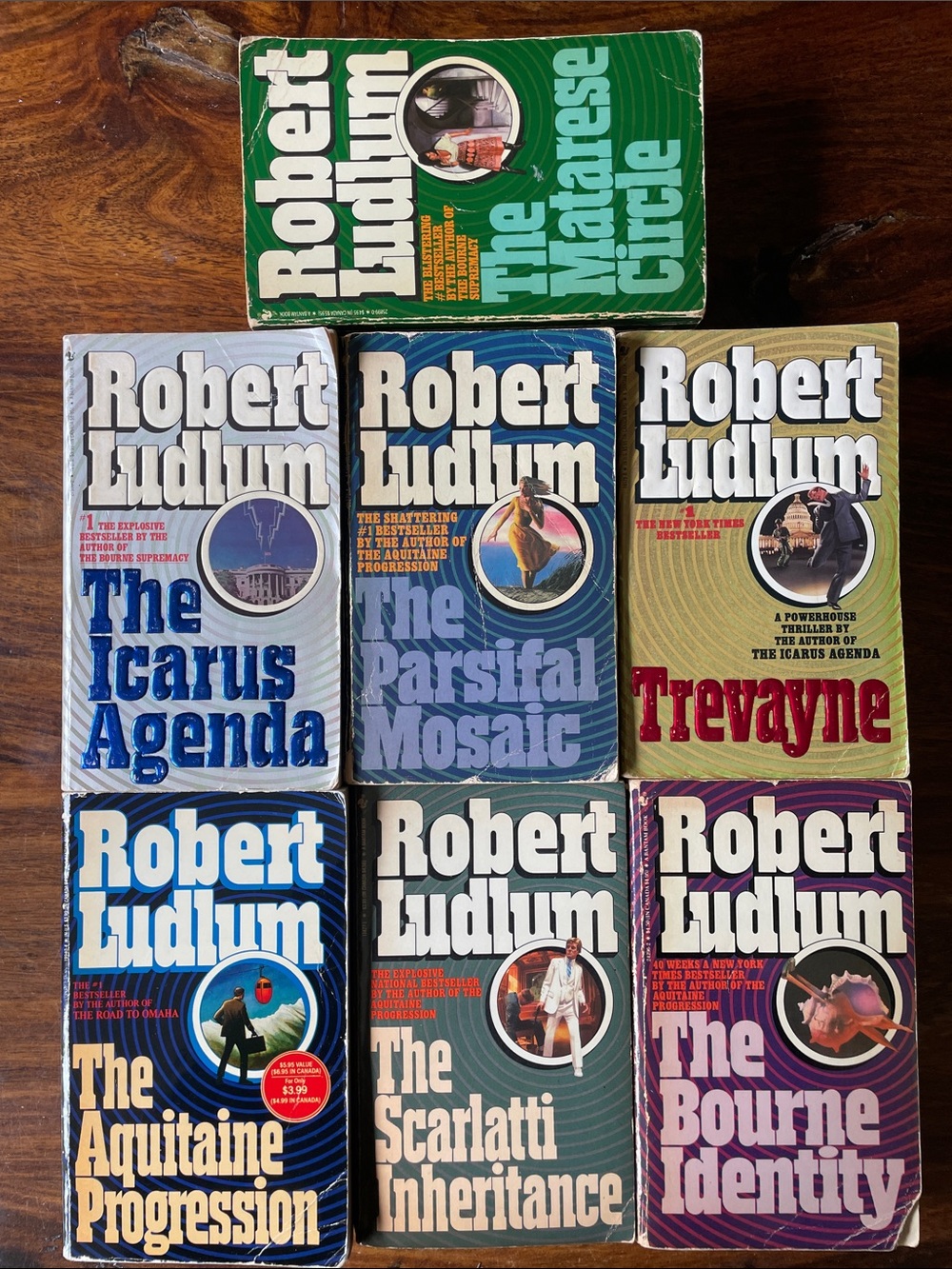 7 Robert Ludlum Vintage Paperback Books Bourne Identity + more 80s
